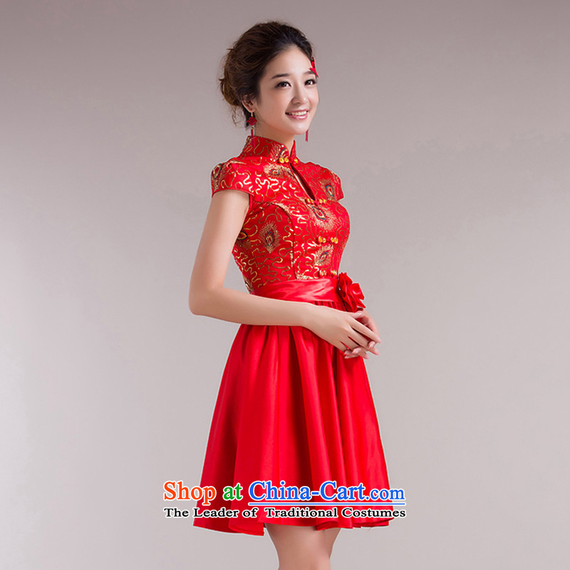 Embroidered bridal package is shoulder short-sleeved marriage bows wedding dress small Dress Short of qipao gown red dragon made does not allow, embroidered bride shopping on the Internet has been pressed.