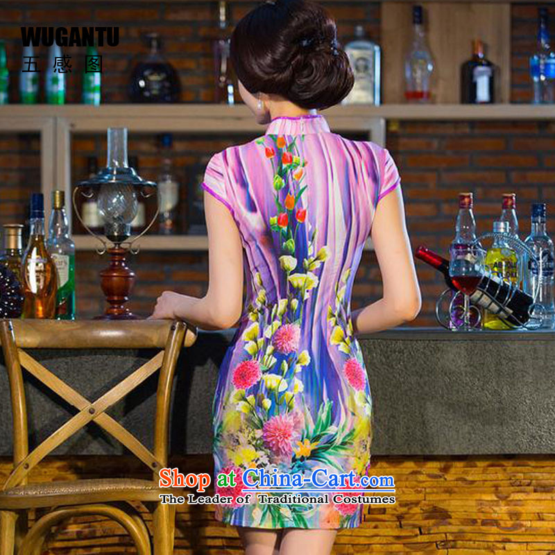 The five senses the new summer 2015 figure short qipao daily fashion improved Sau San cheongsam dress China wind qipao female suit XXL, Five-sense figure (WUGANTU) , , , shopping on the Internet
