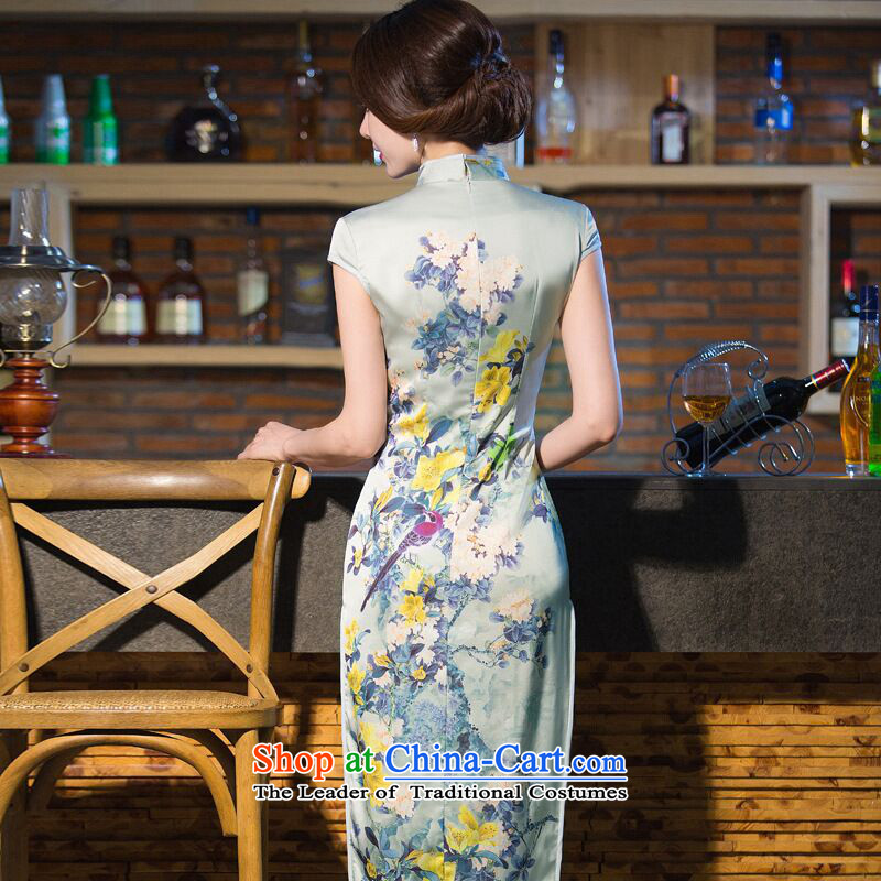 Take new video summer figure thin temperament performances qipao water droplets collar silk Chinese cheongsam dress dresses improved long unheard Yoo S, floral shopping on the Internet has been pressed.