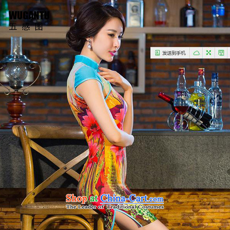 The five senses figure daily fashion improved Sau San stitching cheongsam dress Summer 2015 new short qipao female Suit M Five-sense figure (WUGANTU) , , , shopping on the Internet
