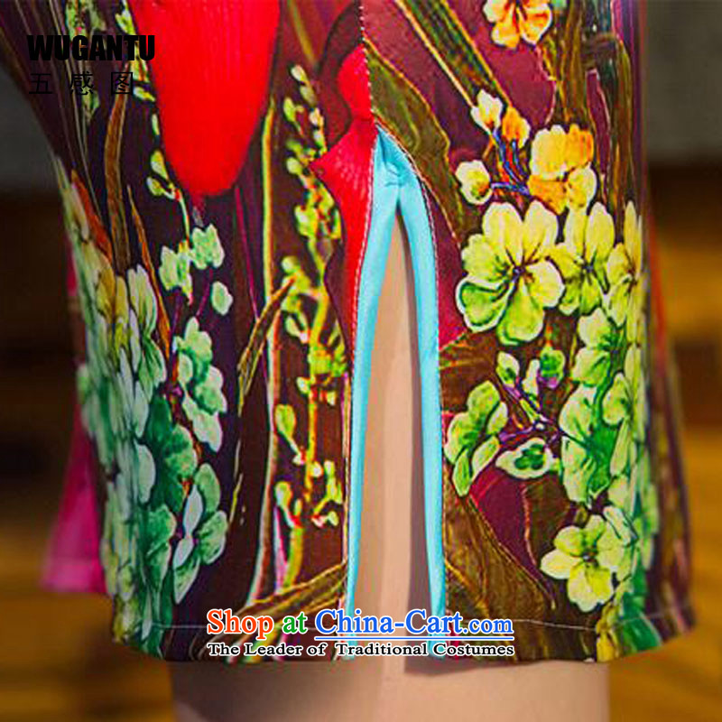 The five senses figure daily fashion improved Sau San stitching cheongsam dress Summer 2015 new short qipao female Suit M Five-sense figure (WUGANTU) , , , shopping on the Internet