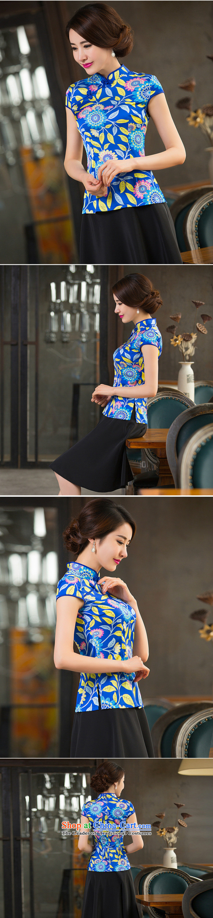 Dan smoke short-sleeved T-shirt qipao summer Ms. Tang Dynasty Chinese New improved silk collar retro Tang dynasty blue Ling XL Photo, prices, brand platters! The elections are supplied in the national character of distribution, so action, buy now enjoy more preferential! As soon as possible.