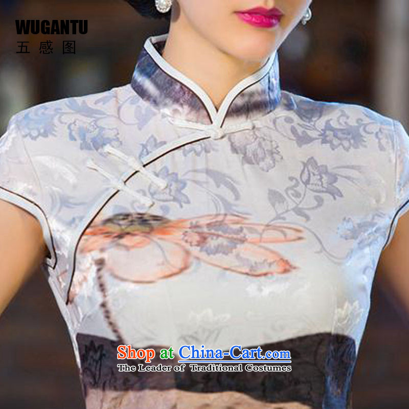 The five senses the new nation 2015 figure paintings in tray snap-collar short of qipao cotton jacquard dresses short qipao female picture color M Five-sense figure (WUGANTU) , , , shopping on the Internet