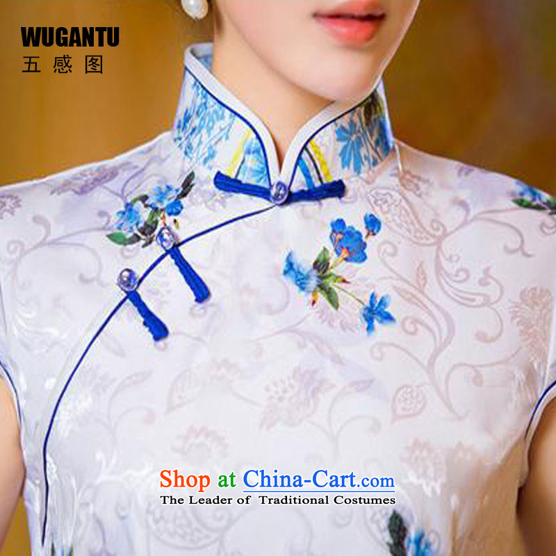 The five senses figure for summer 2015 new women's elegant modern-day improved qipao Sau San China wind ethnic short cheongsam dress suit M Five-sense figure (WUGANTU) , , , shopping on the Internet