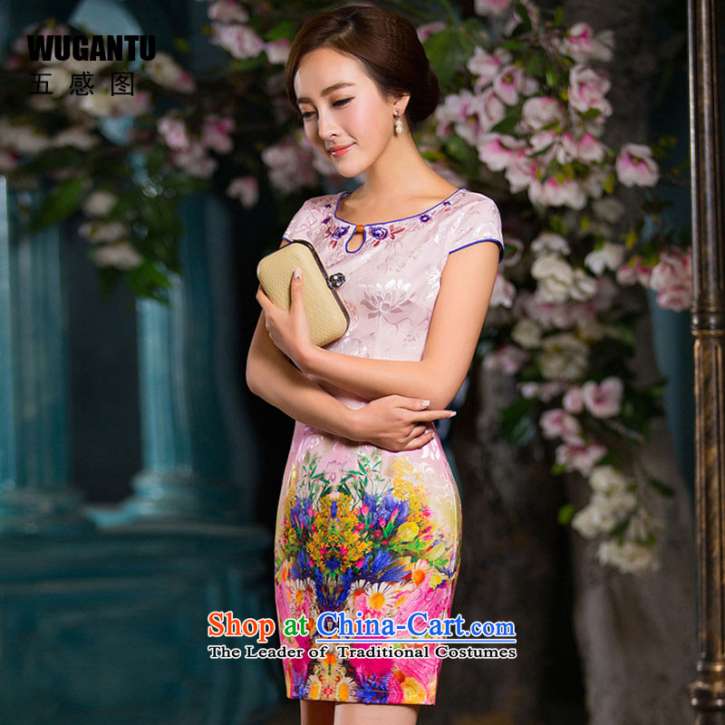 The five senses the new summer 2015 figure daily short of Sau San qipao stylish dresses cotton jacquard Ms. China wind qipao female picture color L, five-sense figure (WUGANTU) , , , shopping on the Internet