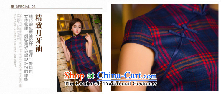 The five senses the new summer 2015 figure daily short, the Republic of Korea retro improved Sau San latticed cotton cheongsam dress photo color S picture, prices, brand platters! The elections are supplied in the national character of distribution, so action, buy now enjoy more preferential! As soon as possible.