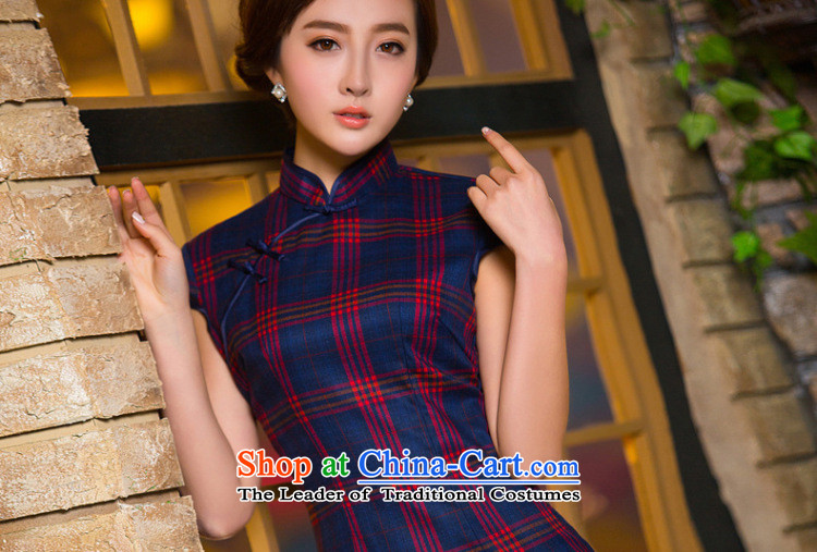 The five senses the new summer 2015 figure daily short, the Republic of Korea retro improved Sau San latticed cotton cheongsam dress photo color S picture, prices, brand platters! The elections are supplied in the national character of distribution, so action, buy now enjoy more preferential! As soon as possible.