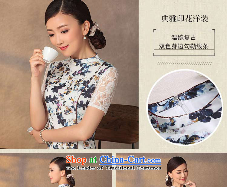 A Pinwheel Without Wind Yat dream cheongsam dress 2015 Summer improved stylish chiffon lace ethnic stamp cuff dresses floral 2XL Photo, prices, brand platters! The elections are supplied in the national character of distribution, so action, buy now enjoy more preferential! As soon as possible.