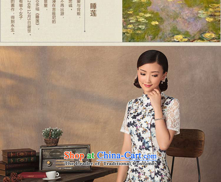 A Pinwheel Without Wind Yat dream cheongsam dress 2015 Summer improved stylish chiffon lace ethnic stamp cuff dresses floral 2XL Photo, prices, brand platters! The elections are supplied in the national character of distribution, so action, buy now enjoy more preferential! As soon as possible.