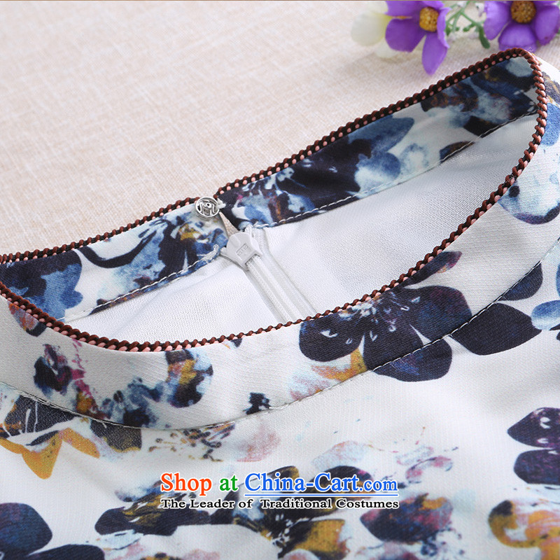 A Pinwheel Without Wind Yat dream cheongsam dress 2015 Summer improved stylish chiffon lace ethnic stamp cuff dresses floral 2XL, Yat Lady , , , shopping on the Internet