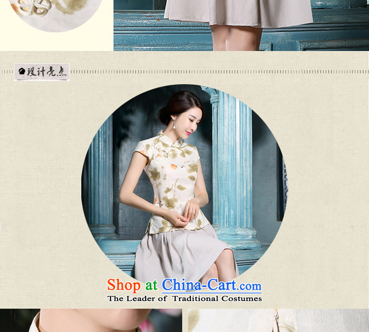 The pro-am summer new cotton linen dress retro improvements 2015 Daily Tang ethnic Han-short-sleeved T-shirt + T-shirt, beige qipao short skirt L picture, prices, brand platters! The elections are supplied in the national character of distribution, so action, buy now enjoy more preferential! As soon as possible.