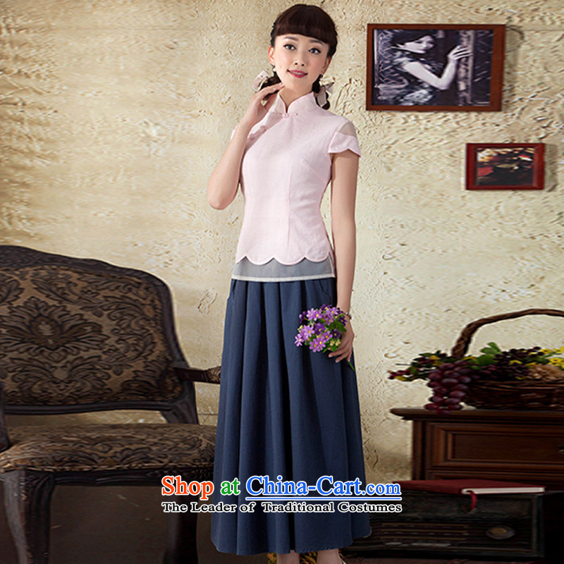 A Pinwheel Without Wind-ki qipao Yat shirt 2015 Summer new improved stylish ethnic Korean Ma Tang Blouses Pink Lady Yat XL, , , , shopping on the Internet