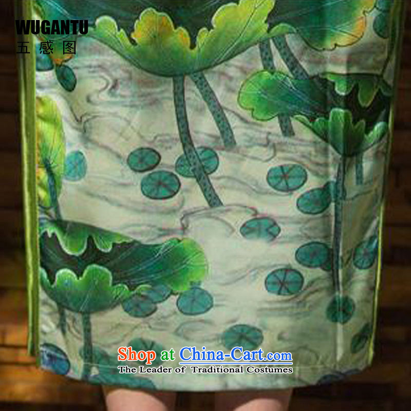 The five senses figure for summer 2015 new women's long qipao daily retro silk cheongsam dress China wind national wind long qipao female 2 suit XXL, Five-sense figure (WUGANTU) , , , shopping on the Internet