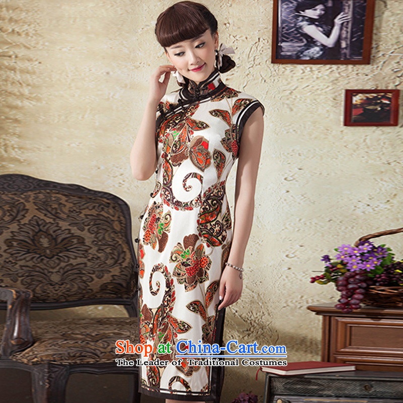 A Pinwheel Without Wind thoughts Yat 2015 new improved summer qipao retro improved Sau San stamp long brown M Yat archaeologist makes qipao shopping on the Internet has been pressed.