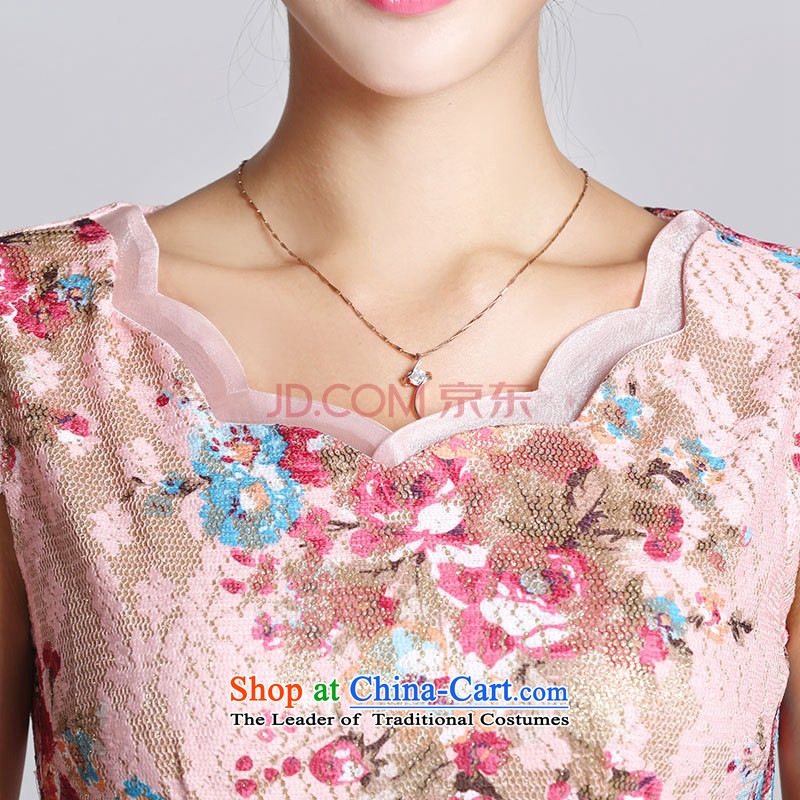 In accordance with the American's summer qipao embroidered short sleeves cheongsam retro landscapes modified Sau San cheongsam dress female LYE1301 XXL, pink Lok in 33306 (leyier) , , , shopping on the Internet