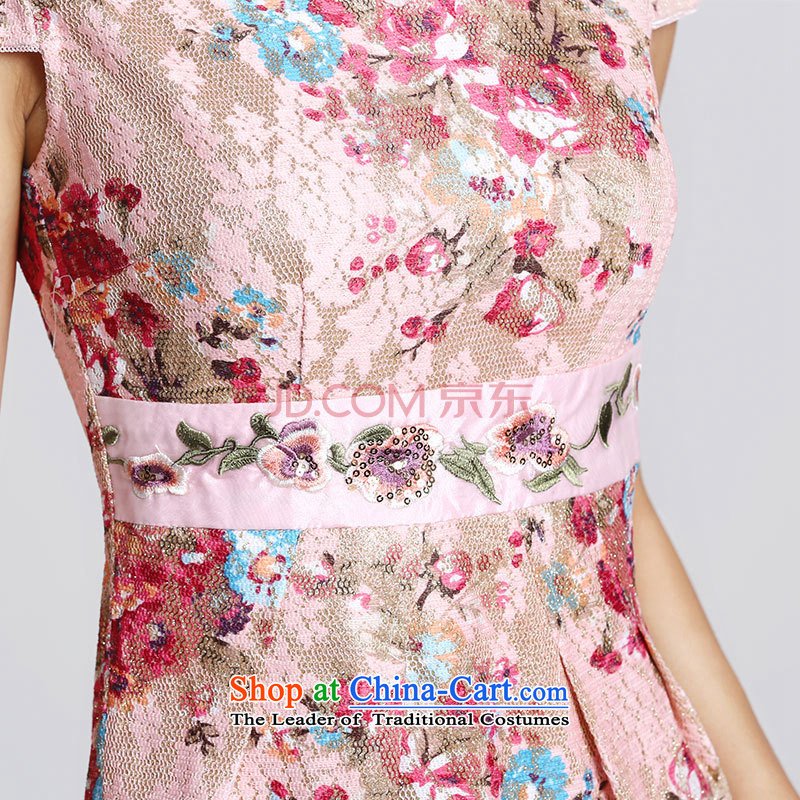In accordance with the American's summer qipao embroidered short sleeves cheongsam retro landscapes modified Sau San cheongsam dress female LYE1301 XXL, pink Lok in 33306 (leyier) , , , shopping on the Internet