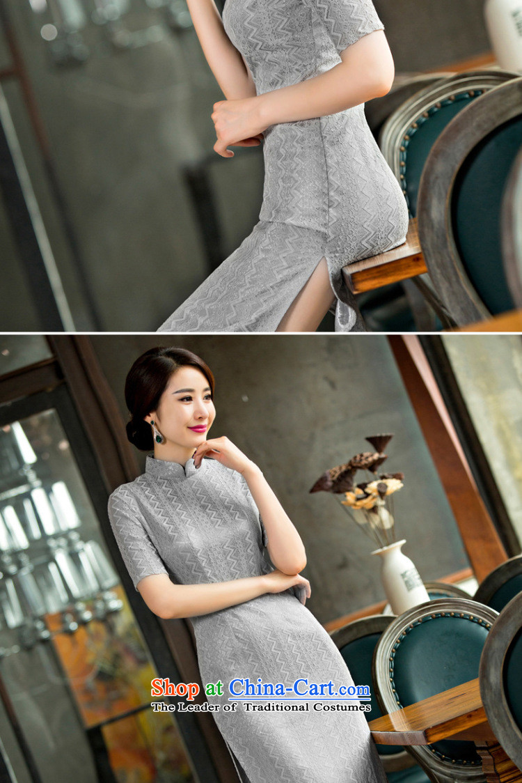 Figure 5 senses a new summer, lace long retro elegant qipao Sau San cheongsam dress dress gray S picture, prices, brand platters! The elections are supplied in the national character of distribution, so action, buy now enjoy more preferential! As soon as possible.