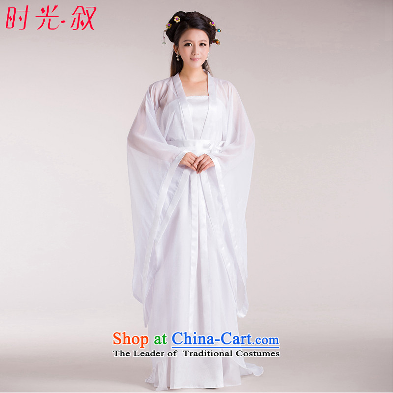 Time Syrian Red Buddha female costume clothing Bruce Lee Chang Han-girl guzheng will rationalize ladies photo album Han-Women's dress clothes women fairies Princess Halloween white photo building are suitable for 160-175cm code