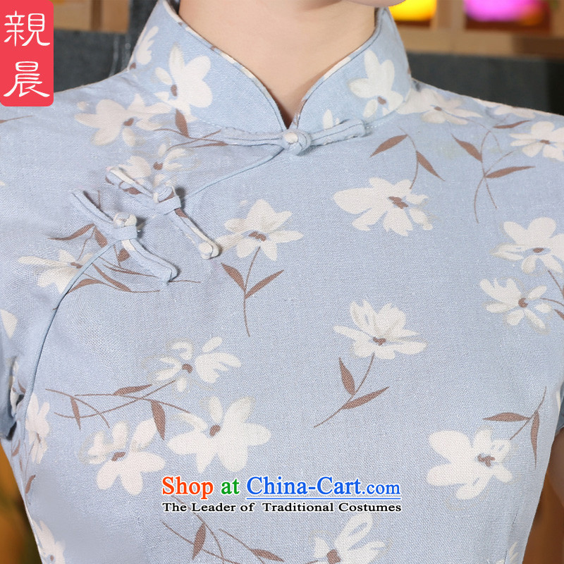 The pro-am new cotton linen cheongsam dress short of 2015 Summer improved Stylish retro Ms. daily cheongsam dress short) , L, pro-am , , , shopping on the Internet