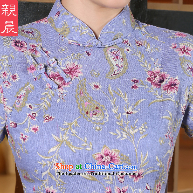 The pro-am new cotton linen cheongsam dress 2015 Ms. summer retro style qipao daily dress improved short, Short, S, pro-am , , , shopping on the Internet