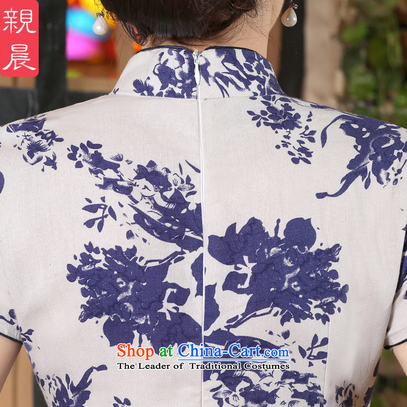 The pro-am new cotton linen cheongsam dress short summer 2015) Ms. Stylish retro daily improved cheongsam dress short of pro-morning.... 2XL, shopping on the Internet
