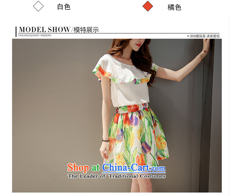 Orange Tysan *2015 summer new Korean female short-sleeved stylish billowy flounces fine stamp elegant two kits white L picture, prices, brand platters! The elections are supplied in the national character of distribution, so action, buy now enjoy more preferential! As soon as possible.