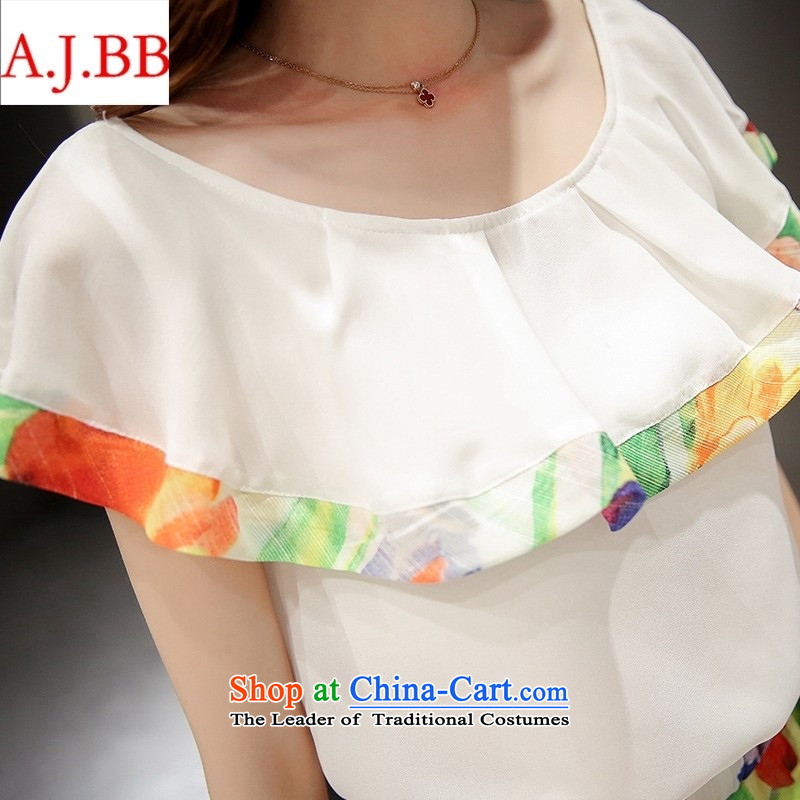 Orange Tysan *2015 summer new Korean female short-sleeved stylish billowy flounces fine stamp elegant white L,A.J.BB,,, two kits online shopping