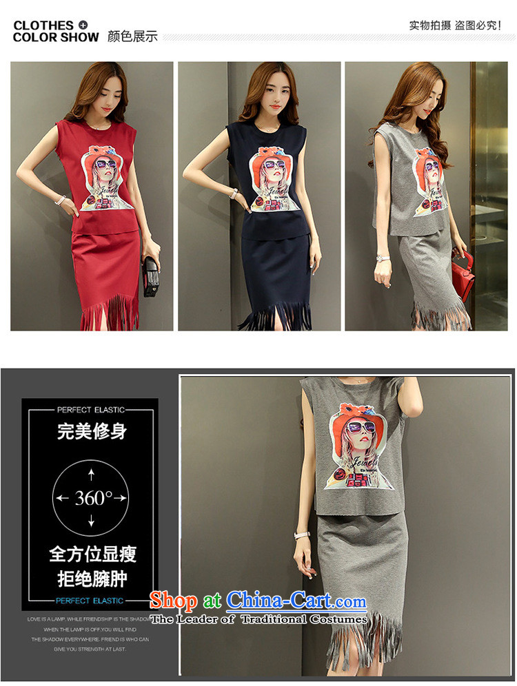 Orange Tysan *2015 Summer New Women Korean personality impressionist Mane T-shirt + Current Su decorated body skirt two kits gray XXL picture, prices, brand platters! The elections are supplied in the national character of distribution, so action, buy now enjoy more preferential! As soon as possible.