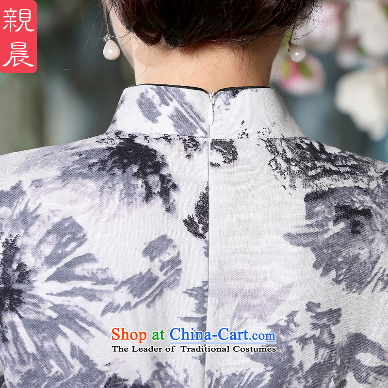 The pro-am new cotton linen cheongsam dress short, 2015 Ms. summer daily short of stylish improved cheongsam dress short of pro-morning.... 2XL, shopping on the Internet
