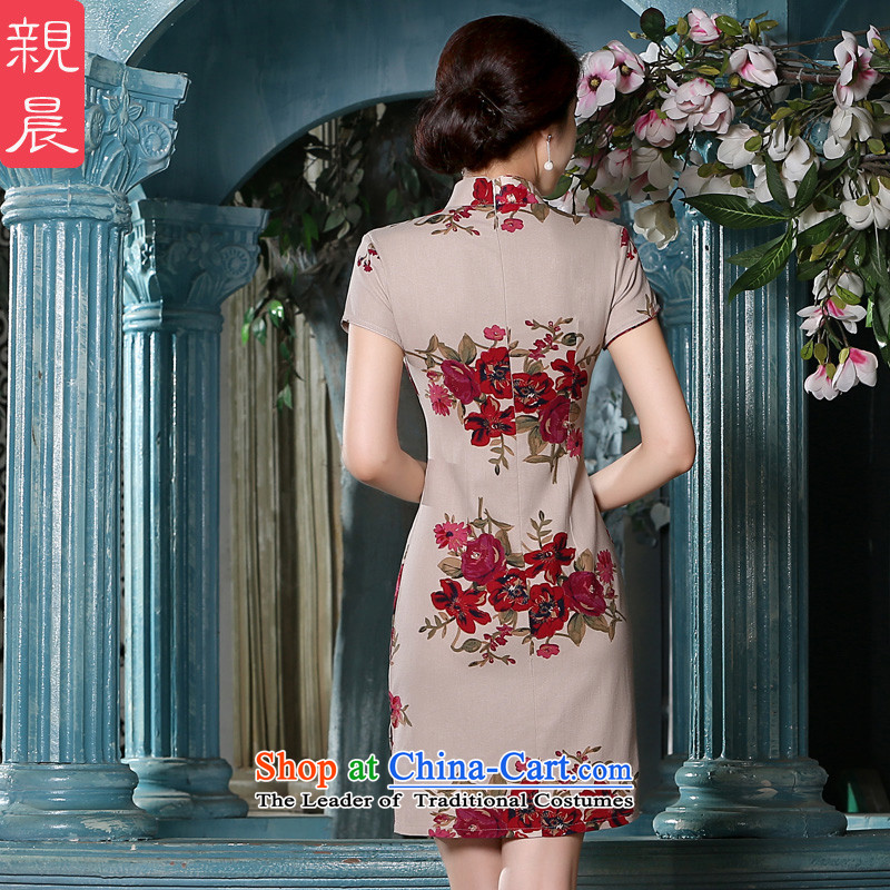 The pro-am new cheongsam dress short summer 2015) Ms. Stylish retro daily improved cotton linen cheongsam dress short) , L, pro-am , , , shopping on the Internet