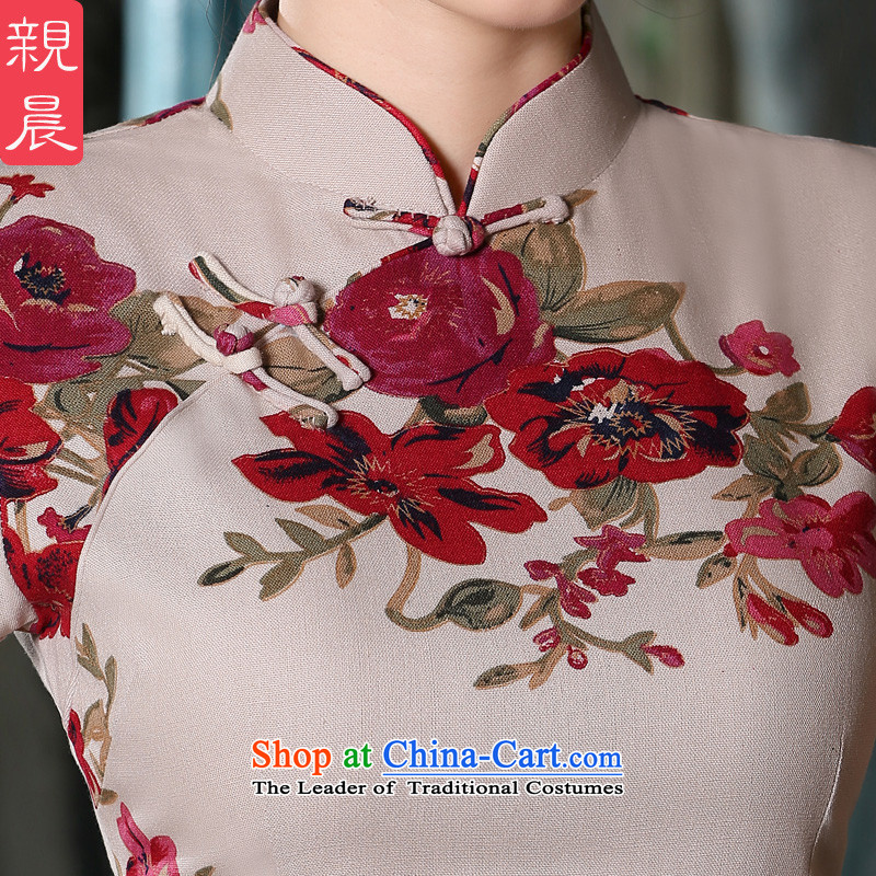 The pro-am new cheongsam dress short summer 2015) Ms. Stylish retro daily improved cotton linen cheongsam dress short) , L, pro-am , , , shopping on the Internet