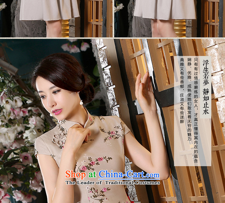 The new 2015 pro-am summer short-sleeved daily improvement of traditional antique Tang dynasty China wind cotton linen dresses shirt blouses + beige short skirt L picture, prices, brand platters! The elections are supplied in the national character of distribution, so action, buy now enjoy more preferential! As soon as possible.