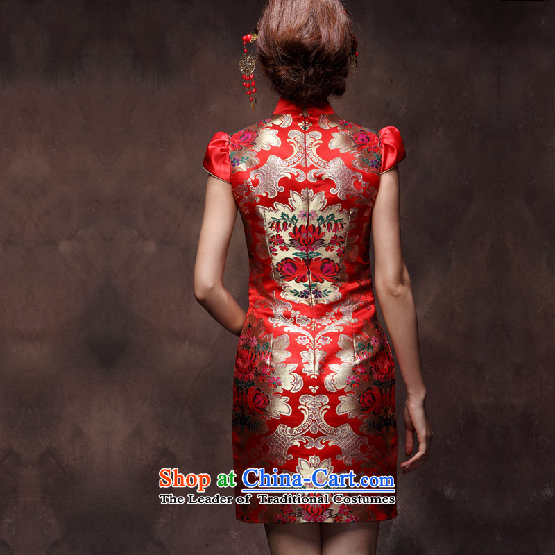 Eason Chan point marriages of qipao short 2015 Fall/Winter Collections red stylish upmarket Chinese style wedding dresses evening drink service deep red XXL about a week after payment, Eason Chan point , , , shopping on the Internet