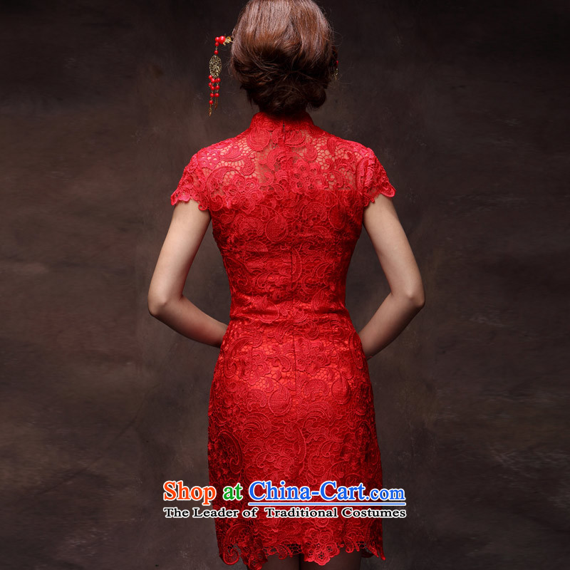 Eason Chan point lace retro short, bows to marry Sau San red 2015 new autumn and winter Chinese cheongsam dress red stylish bride XL after payment of 5 days, Eason Chan point , , , shopping on the Internet