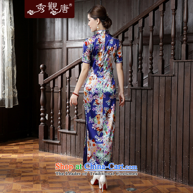 [Sau Kwun tong] the estimated 2015 Autumn new high-end Silk Cheongsam herbs extract long dress suit , L, Sau Kwun Tong shopping on the Internet has been pressed.