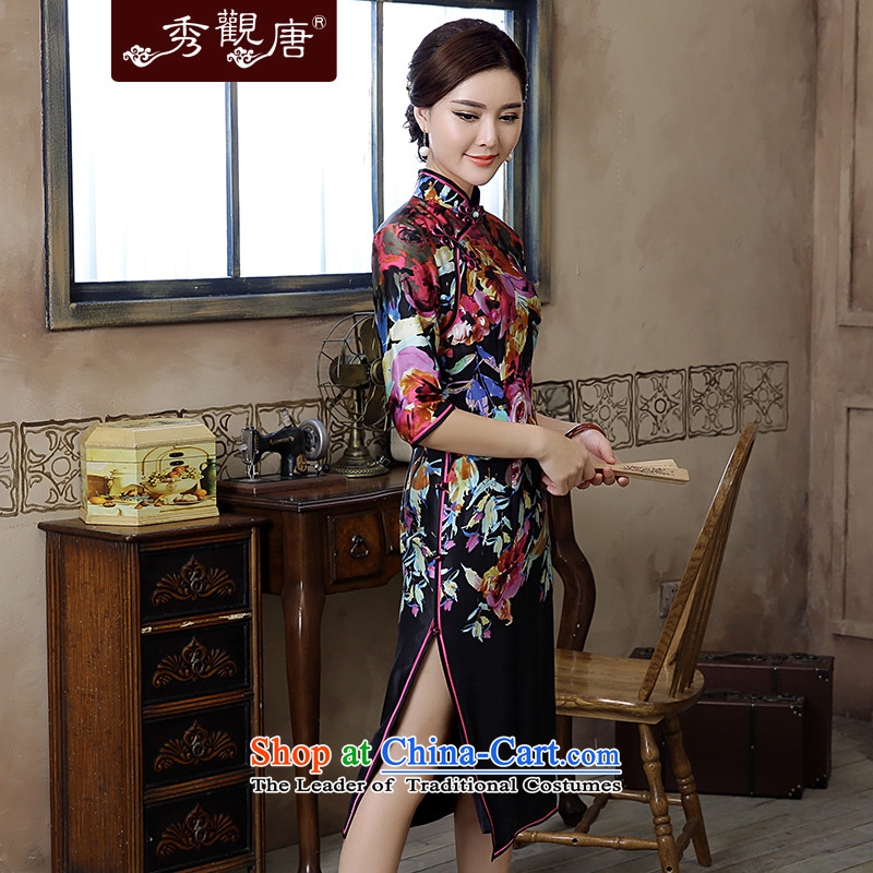 [Sau Kwun Tong] also fall 2015 Autumn replacing New Silk Cheongsam in cuff in the reconstructed long evening dress suit XL, Sau Kwun Tong shopping on the Internet has been pressed.