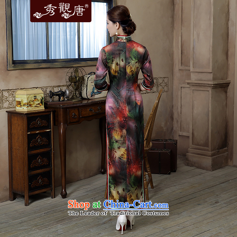 [Sau Kwun Tong] thousands of colors by 2015 Autumn new high-end Silk Cheongsam retro in long-sleeved Dress Suit M, Sau Kwun Tong shopping on the Internet has been pressed.