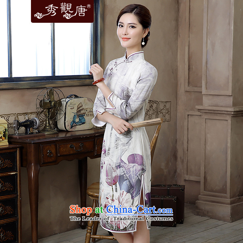 [Sau Kwun Tong] Chien autumn 2015 I should be grateful if you would have new long-sleeved QIPAO) light ink retro cheongsam dress suits wind XL, Sau Kwun Tong shopping on the Internet has been pressed.