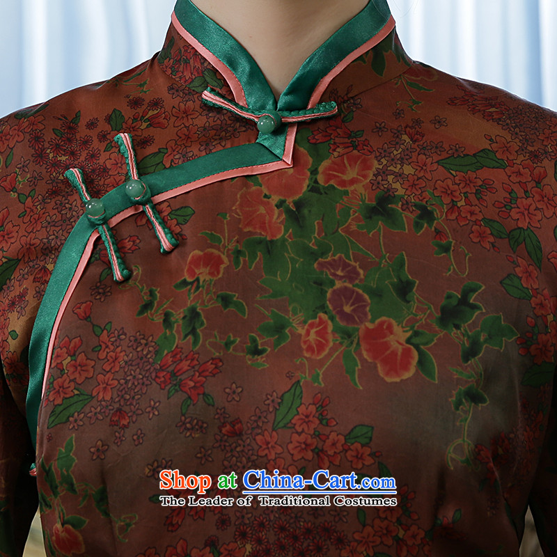 [Sau Kwun Tong] thousands of Ko Yo new high-end 2015 silk yarn retro stamp cloud of incense in cuff cheongsam dress suit M, Sau Kwun Tong shopping on the Internet has been pressed.