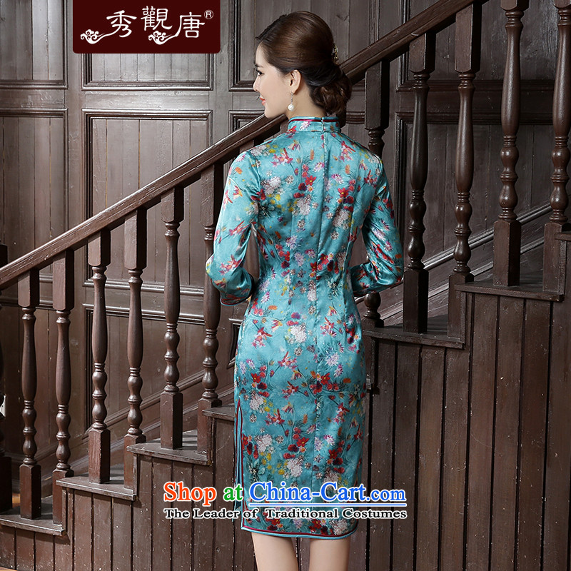 [Sau Kwun Tong] take princess fall 2015 replacing the new Silk Cheongsam. Long-sleeved fresh qipao skirt suits XXL, stamp Soo-Kwun Tong shopping on the Internet has been pressed.