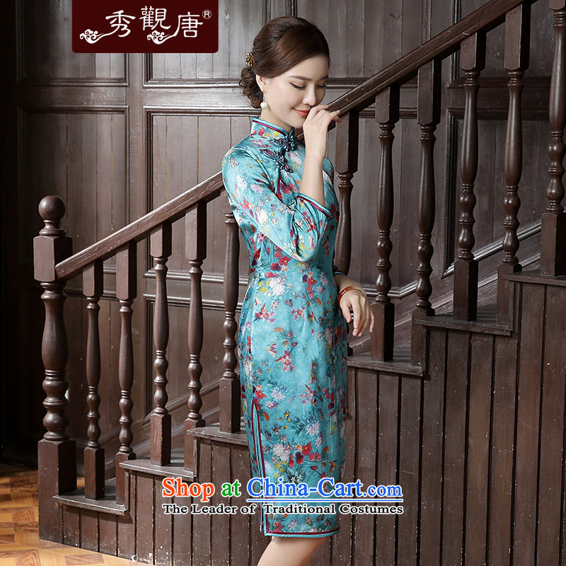 [Sau Kwun Tong] take princess fall 2015 replacing the new Silk Cheongsam. Long-sleeved fresh qipao skirt suits XXL, stamp Soo-Kwun Tong shopping on the Internet has been pressed.