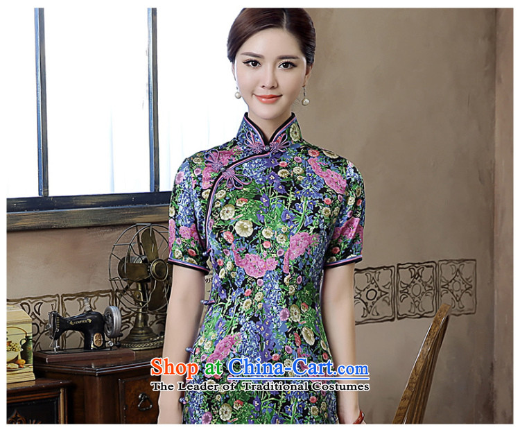 [Sau Kwun Tong] sexy women 2015 Autumn new high-end Silk Cheongsam high on the forklift truck long long dress suit L picture, prices, brand platters! The elections are supplied in the national character of distribution, so action, buy now enjoy more preferential! As soon as possible.