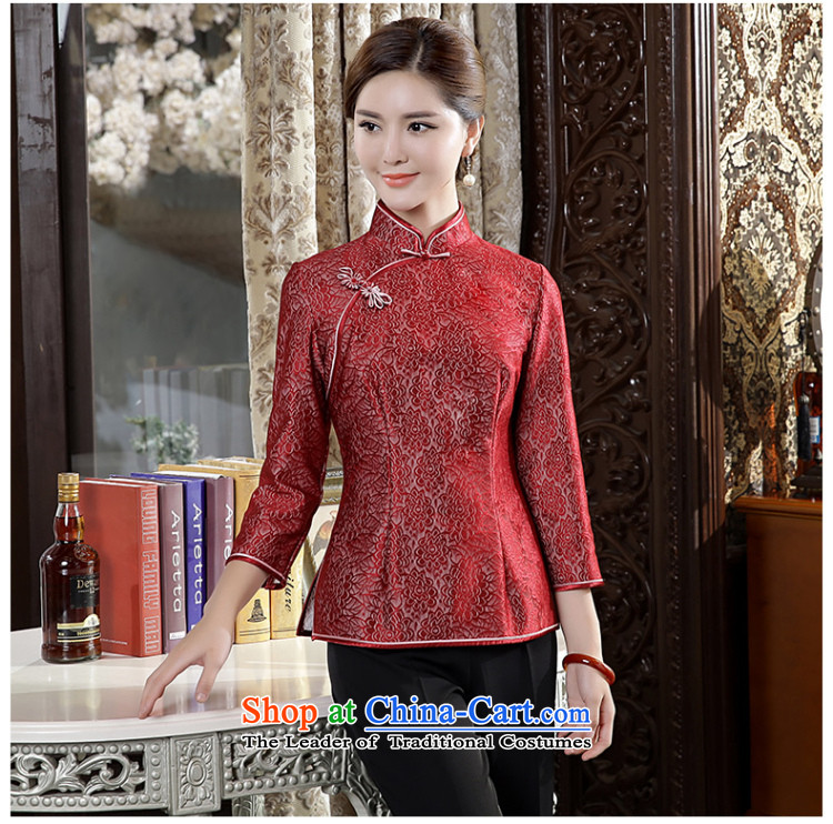 [Sau Kwun Tong] Che-arts new) Autumn 2015 Ms. Tang Dynasty Chinese improved lace qipao dark red T-shirt XXL picture, prices, brand platters! The elections are supplied in the national character of distribution, so action, buy now enjoy more preferential! As soon as possible.