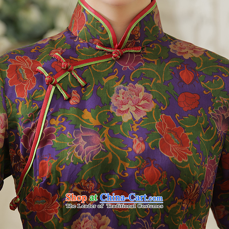 [Sau Kwun Tong] The 2015 Autumn Show new high-end antique silk cheongsam dress suit long herbs extract XXXL, Sau Kwun Tong suit shopping on the Internet has been pressed.