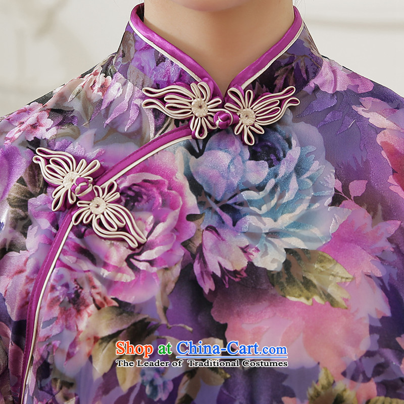 [Sau Kwun Tong] flowers fall 2015 King new long-sleeved) scouring pads burned out retro cheongsam dress suit M, Sau Kwun Tong shopping on the Internet has been pressed.