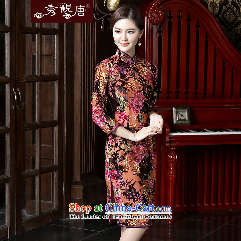 [Sau Kwun Tong] is included with new autumn 2015 Heung-loaded long-sleeved scouring pads in the reconstructed long qipao cheongsam dress suit XXXL, Sau Kwun Tong shopping on the Internet has been pressed.