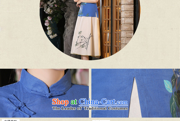The pro-am Tang Women's clothes summer new Chinese Disc detained retro daily improved cotton linen hand-painted short-sleeved T-shirt shirt + skirts of Qipao L picture, prices, brand platters! The elections are supplied in the national character of distribution, so action, buy now enjoy more preferential! As soon as possible.