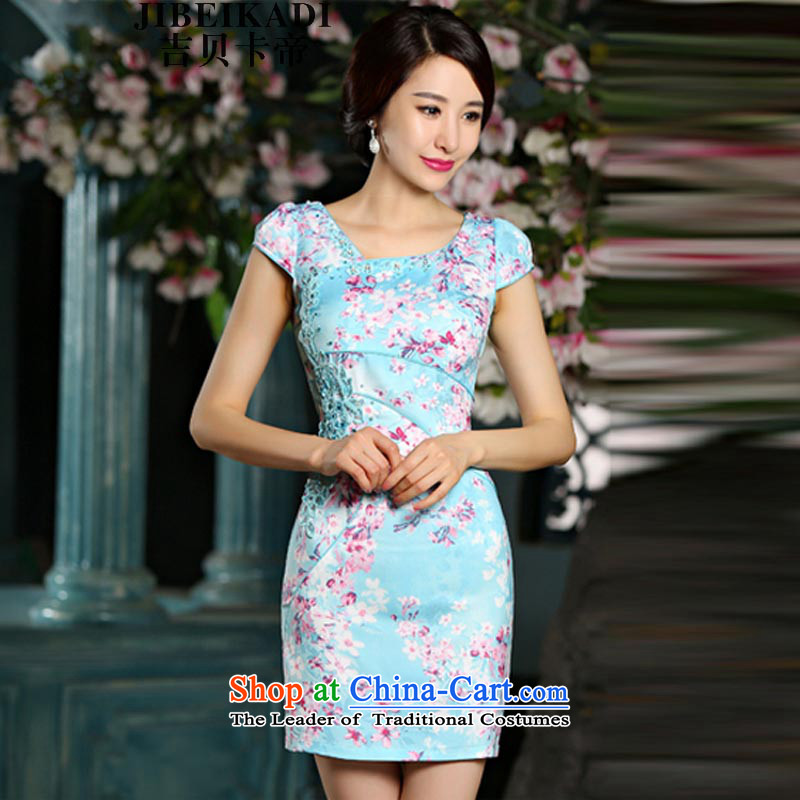 Gibez 9022# Dili new card for summer video thin cheongsam dress circle style qipao pink embroidered     improved XL, Gil Bekaa in Dili (JIBEIKADI) , , , shopping on the Internet