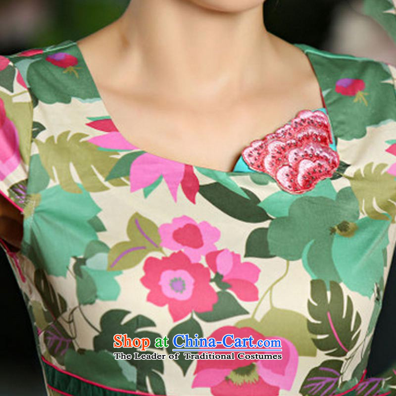 Gibez 9023# Dili New Card minimalist lady stylish improved qipao Sau San stamp summer short-sleeved dresses female picture color XXL, GIBEZ Card (JIBEIKADI) , , , shopping on the Internet