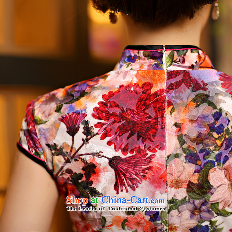 Embroidered is new upscale bride 2015 velvet cheongsam dress spring and summer retro long of daily cheongsam dress improved QP1006 S is embroidered stylish bride shopping on the Internet has been pressed.